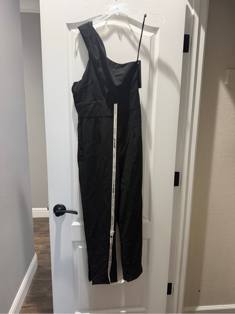 Black Halo Black One-Shoulder Jumpsuit